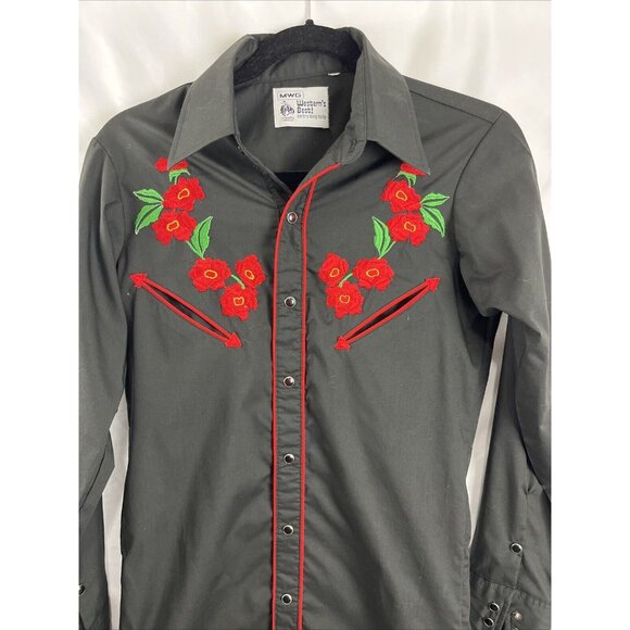 MWG Western's Best Floral Snap Button Rock-A-Billy Western Shirt Men's Size XS - Picture 3 of 11